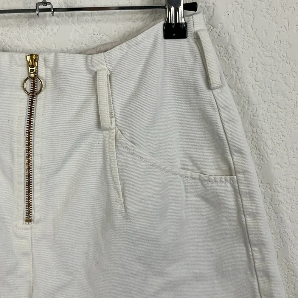INTERMIX Denim High Waist Front Exposed Zip Jean Shorts
